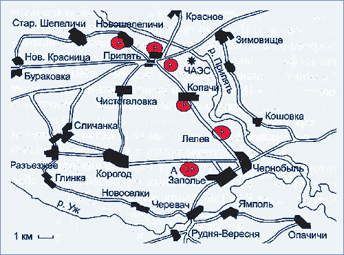 Карта чернобыля аэс